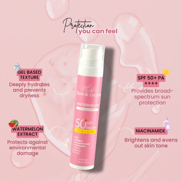 Watermelon Sunscreen With Vitamin-D, Hyaluronic Acid, Niacinamide  50ml